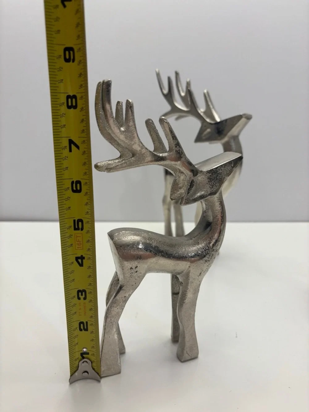 Set of 3 silver reindeer figurines